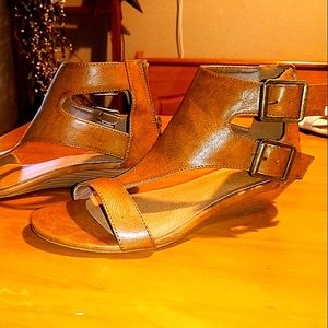 Cognac wedge sandals 7.5